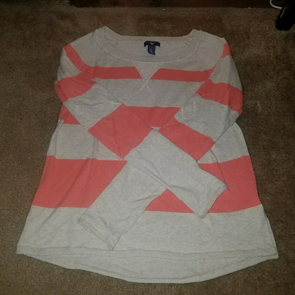 Peach and tan stripped long sleeve shirt
